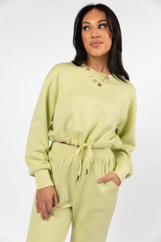 Only One Lime Drawstring Hem Pullover FINAL SALE sold by Pink Lily