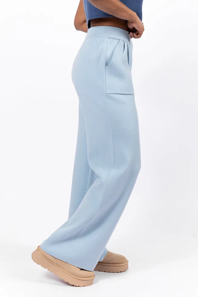 Let's Debrief Light Blue Wide Leg Sweater Pants FINAL SALE sold by Pink Lily product image thumbnail 3