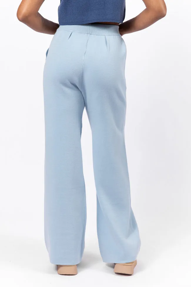 Let's Debrief Light Blue Wide Leg Sweater Pants FINAL SALE sold by Pink Lily product image thumbnail 4