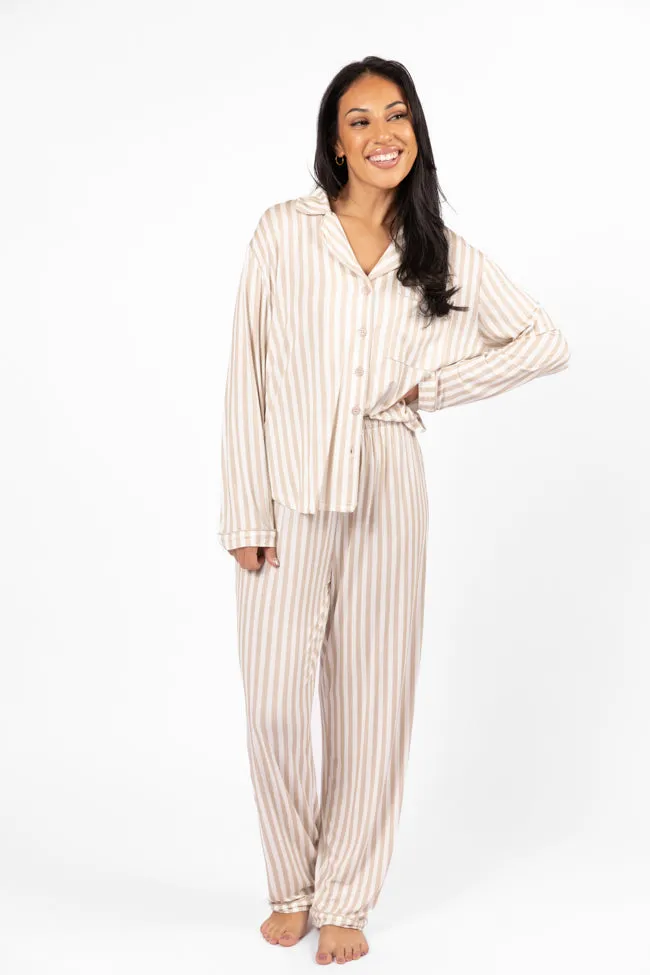Good To Get Away Neutral Stripe Long Sleeve Pajama Top FINAL SALE sold by Pink Lily product image thumbnail 2