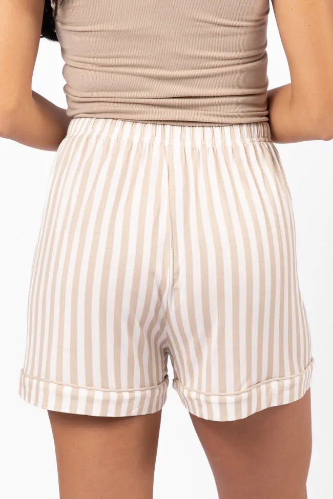 Good To Get Away Neutral Stripe Pajama Shorts FINAL SALE sold by Pink Lily product image thumbnail 4