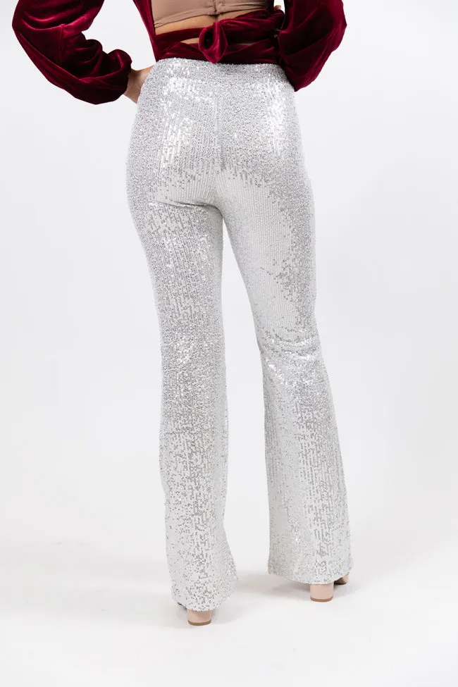 Queen of Hearts Silver Sequin Flare Pants FINAL SALE sold by Pink Lily product image thumbnail 4