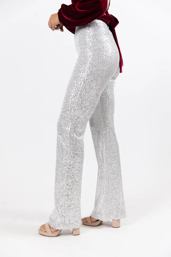 Queen of Hearts Silver Sequin Flare Pants FINAL SALE sold by Pink Lily product image thumbnail 3