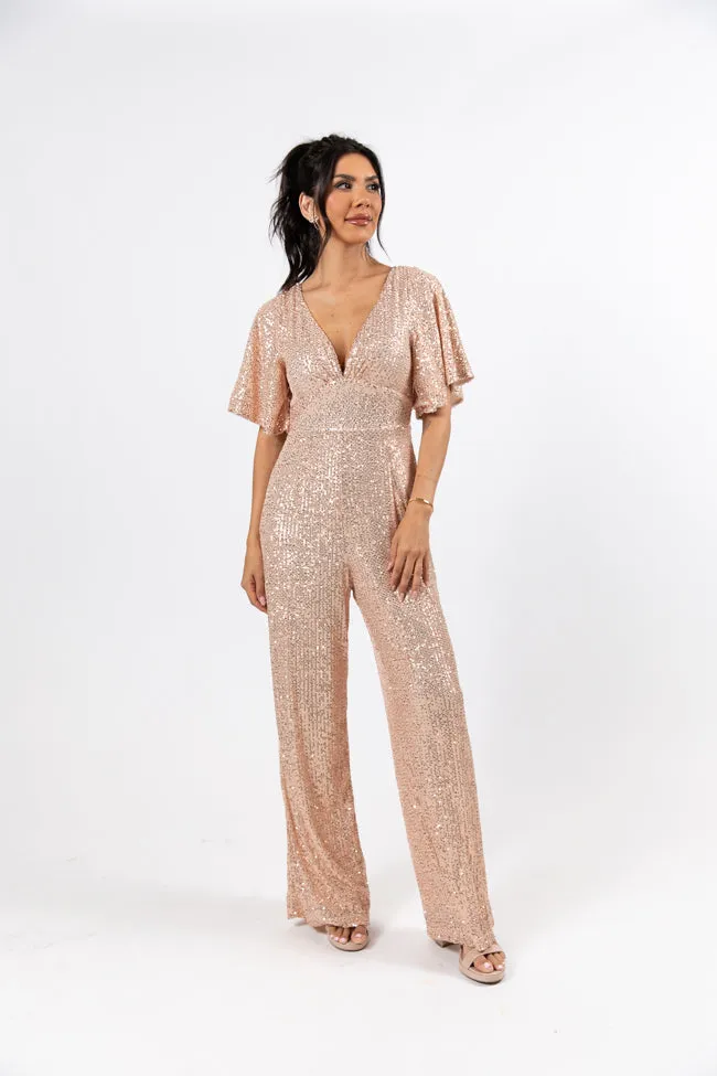 Martini Moments Champagne Sequin Jumpsuit FINAL SALE sold by Pink Lily product image thumbnail 2