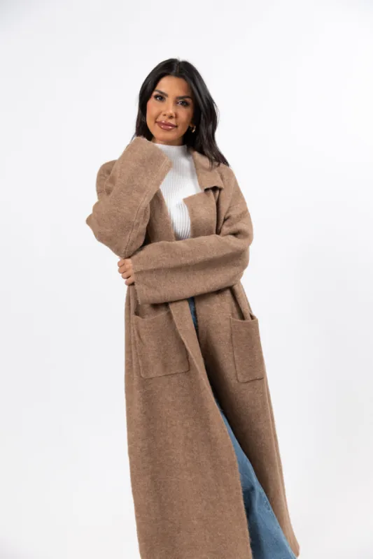Greta Tan Sweater Coat FINAL SALE sold by Pink Lily
