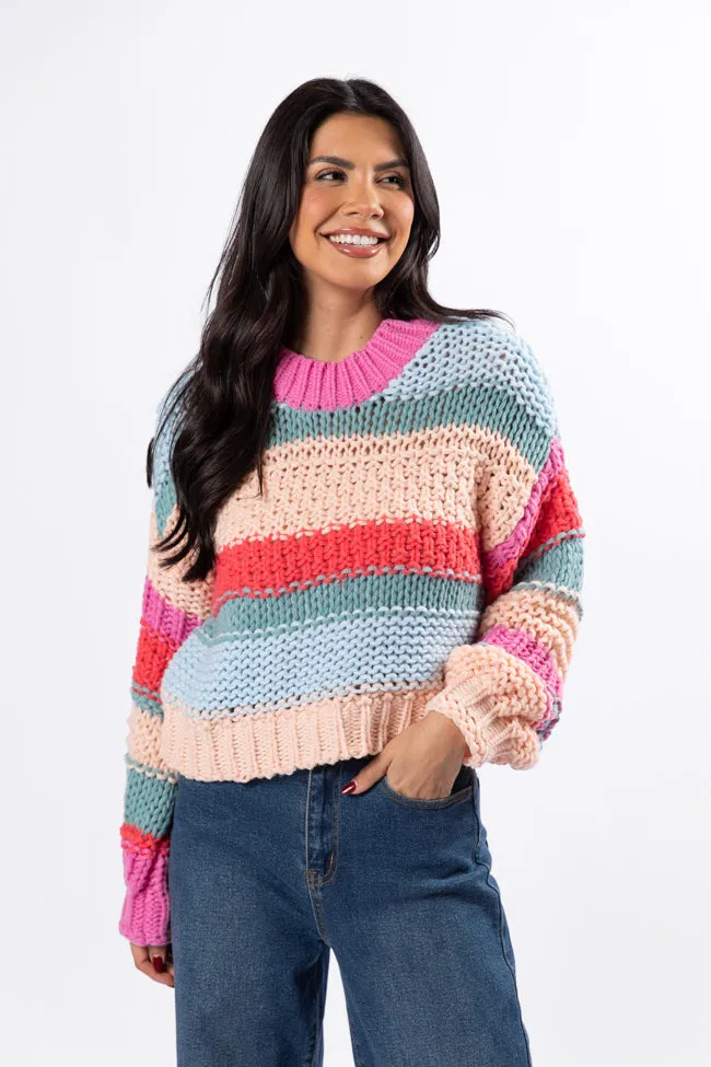 In Line Peach Multi Chunky Striped Sweater FINAL SALE sold by Pink Lily product image thumbnail 4