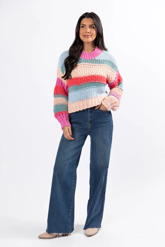In Line Peach Multi Chunky Striped Sweater FINAL SALE sold by Pink Lily product image thumbnail 5