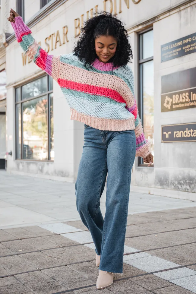 In Line Peach Multi Chunky Striped Sweater FINAL SALE sold by Pink Lily product image thumbnail 2