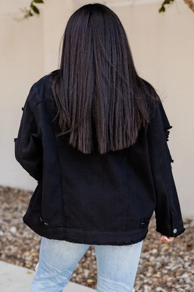 Shades Of You Black Oversized Distressed Denim Jacket FINAL SALE sold by Pink Lily product image thumbnail 3