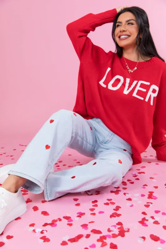 Lover Oversized Red Sweater FINAL SALE sold by Pink Lily
