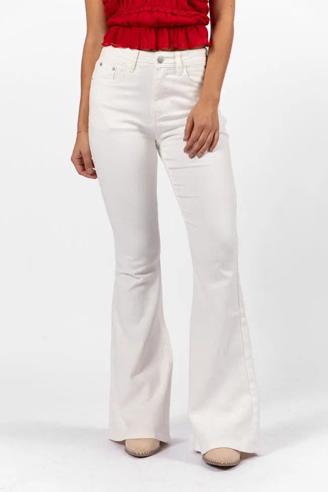 Maren White Stretchy Flare Jeans FINAL SALE sold by Pink Lily
