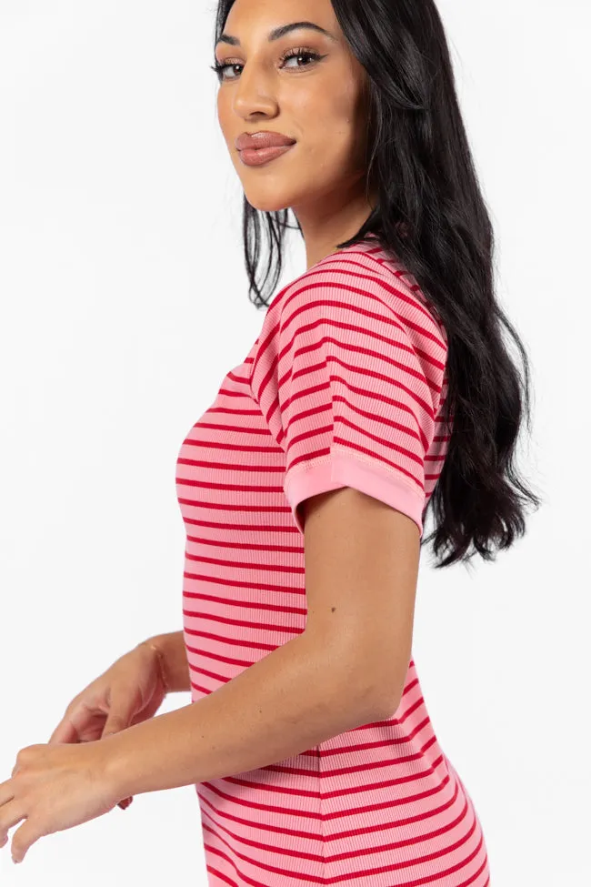 All Of You Pink and Red Striped Knit Dress FINAL SALE sold by Pink Lily product image thumbnail 3