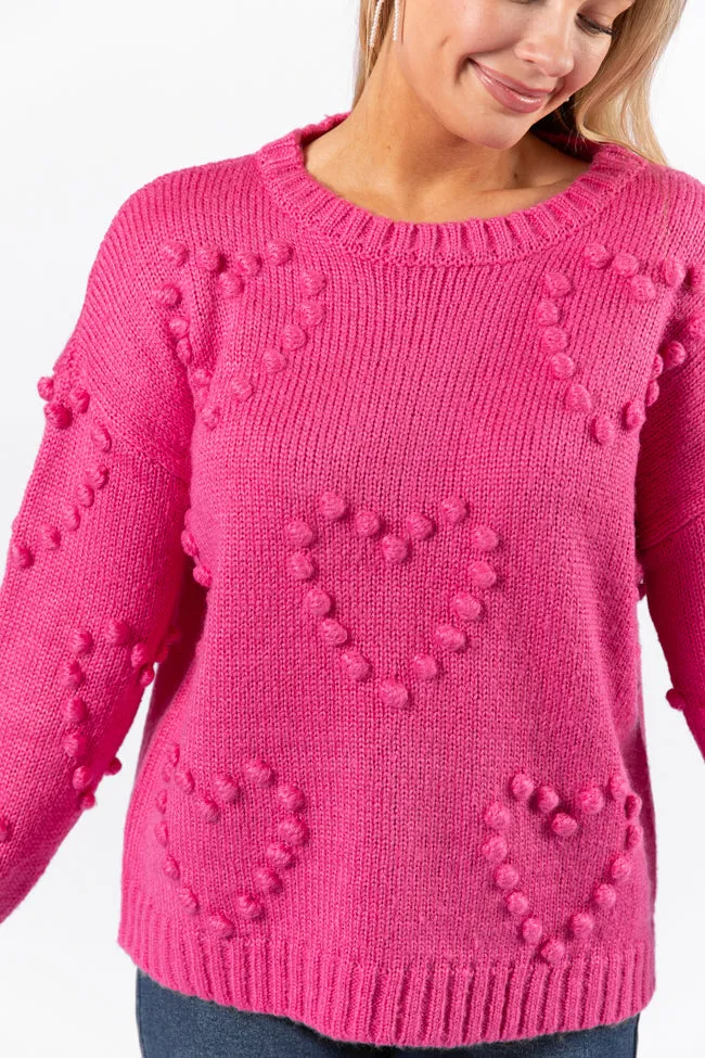 Adore You Hot Pink Oversized Heart Pom Sweater FINAL SALE sold by Pink Lily product image thumbnail 3