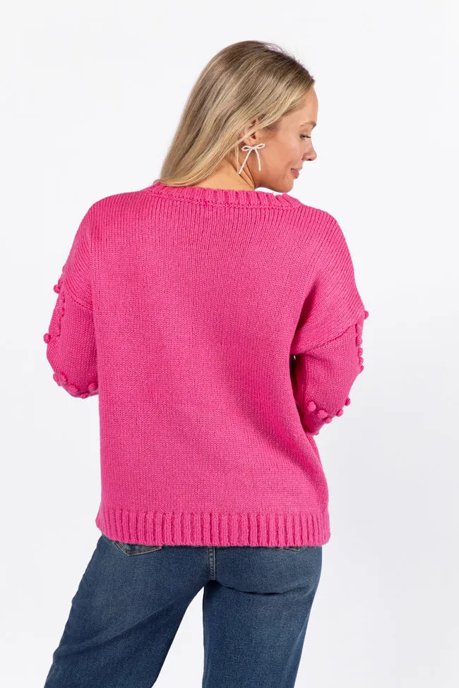 Adore You Hot Pink Oversized Heart Pom Sweater FINAL SALE sold by Pink Lily product image thumbnail 5