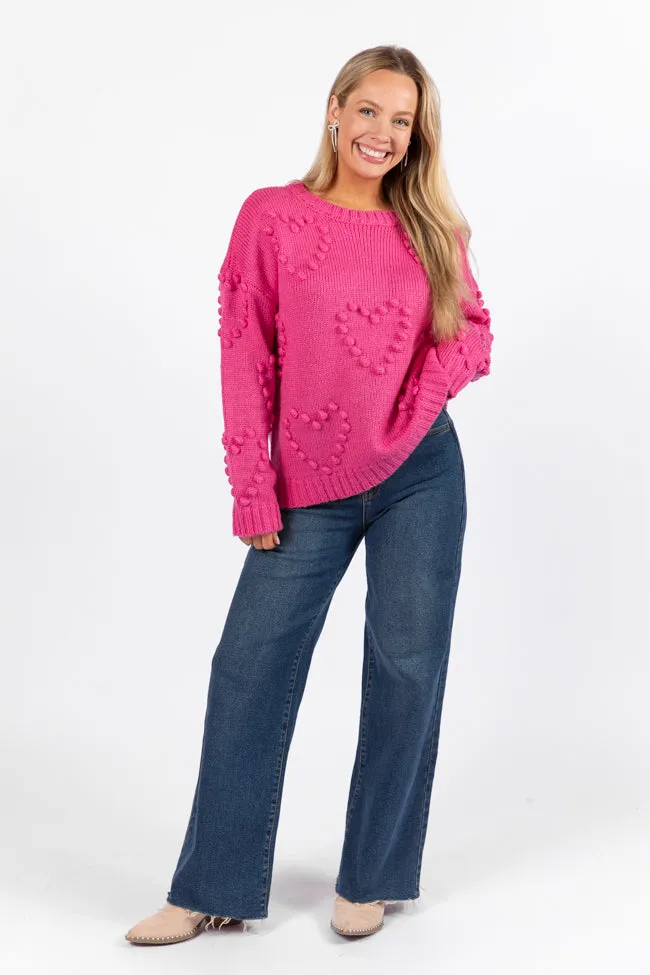 Adore You Hot Pink Oversized Heart Pom Sweater FINAL SALE sold by Pink Lily product image thumbnail 2