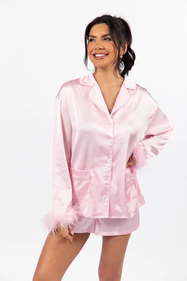 Early Riser Pale Pink Satin Pajama Top FINAL SALE sold by Pink Lily product image thumbnail 3