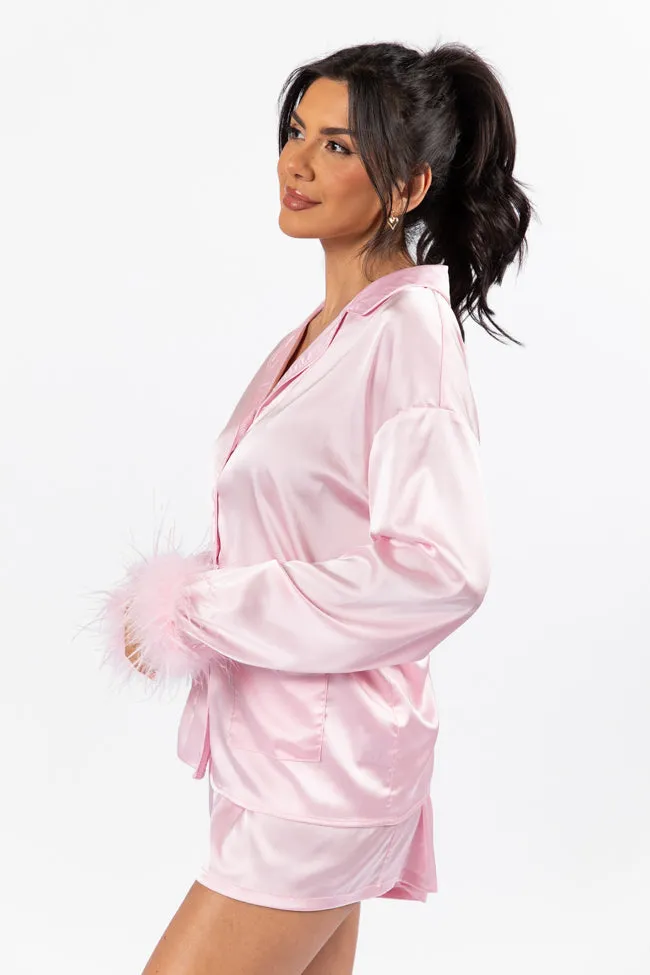 Early Riser Pale Pink Satin Pajama Top FINAL SALE sold by Pink Lily product image thumbnail 4