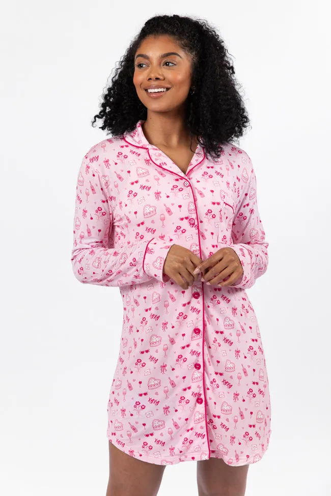 Sleep Tight Valentine's Day Icon Pajama Dress FINAL SALE sold by Pink Lily