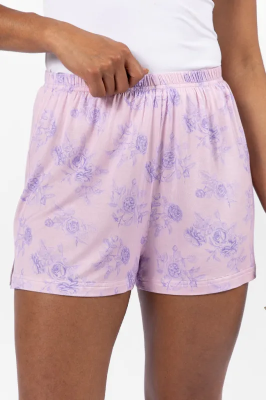 Sweet Dreams In Purple Floral Fantasy Pajama Shorts FINAL SALE sold by Pink Lily