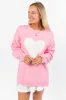 In My Heart Pink and Ivory Cable Knit Heart Sweater FINAL SALE sold by Pink Lily
