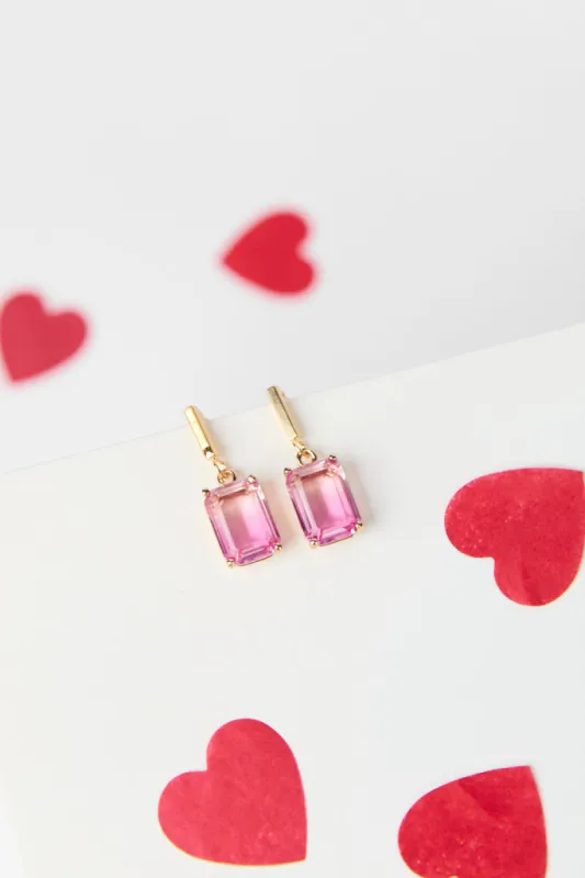 Pink Rectangle Glass Earrings FINAL SALE sold by Pink Lily