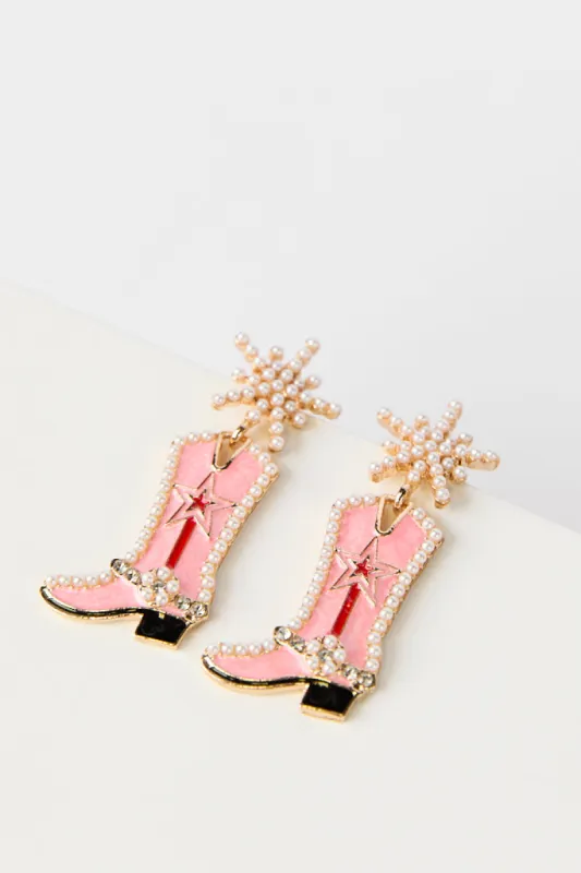 Pink Boot Earrings FINAL SALE sold by Pink Lily