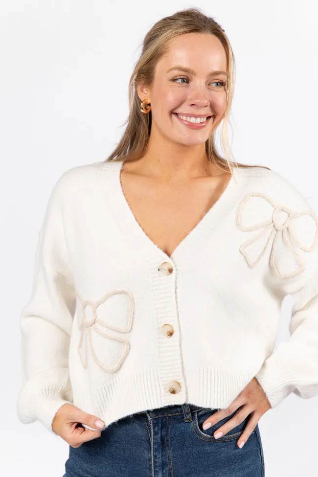 As Pretty Does Ivory Bow Cardigan FINAL SALE sold by Pink Lily product image thumbnail 3