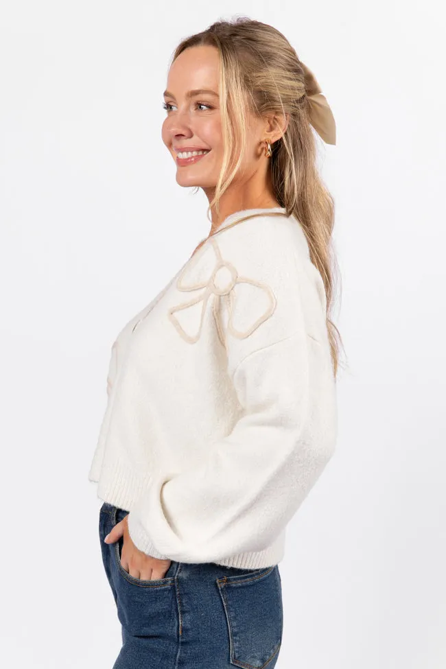 As Pretty Does Ivory Bow Cardigan FINAL SALE sold by Pink Lily product image thumbnail 4