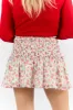 Cross My Path Ivory and Red Drop Smocked Waist Mini Skort FINAL SALE sold by Pink Lily