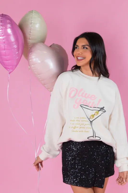 Olive You Oversized Graphic Sweatshirt sold by Pink Lily