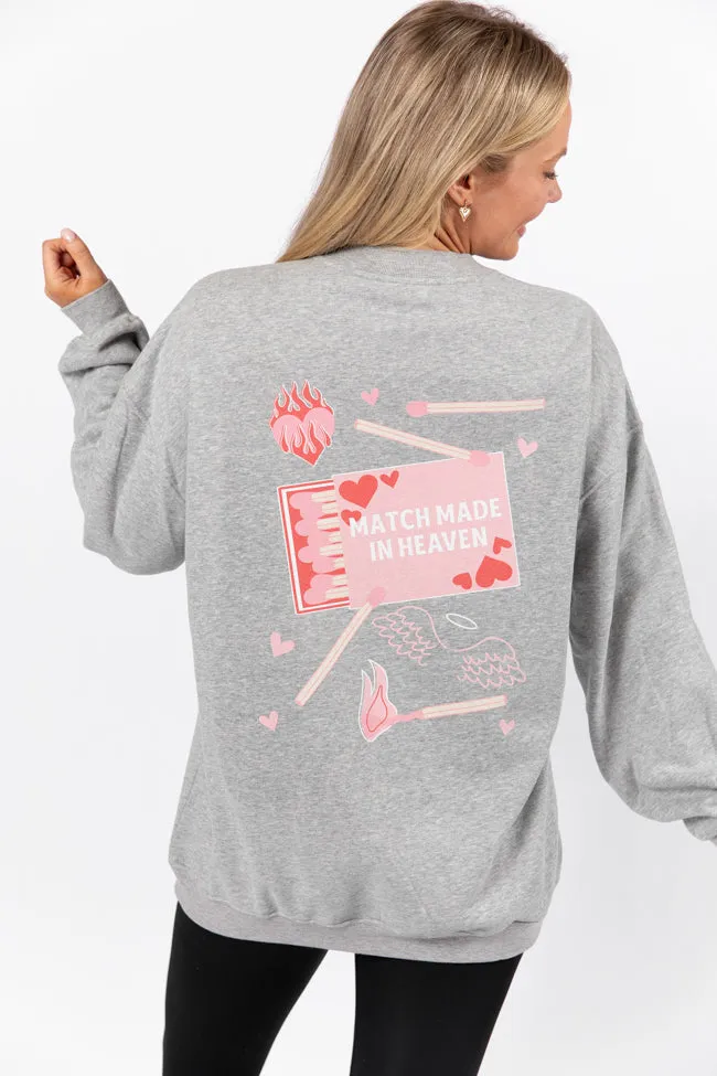 Match Made In Heaven Light Grey Oversized Graphic Sweatshirt sold by Pink Lily product image thumbnail 5