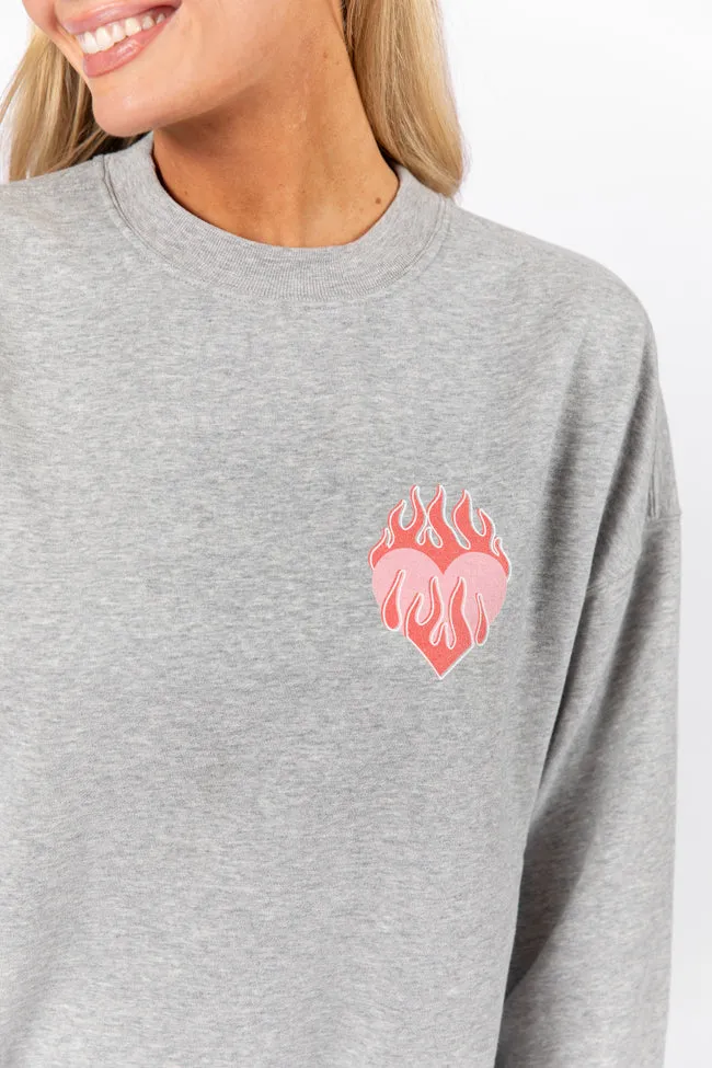 Match Made In Heaven Light Grey Oversized Graphic Sweatshirt sold by Pink Lily product image thumbnail 4