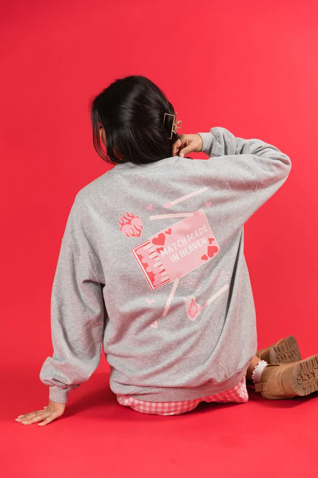 Match Made In Heaven Light Grey Oversized Graphic Sweatshirt sold by Pink Lily product image thumbnail 3