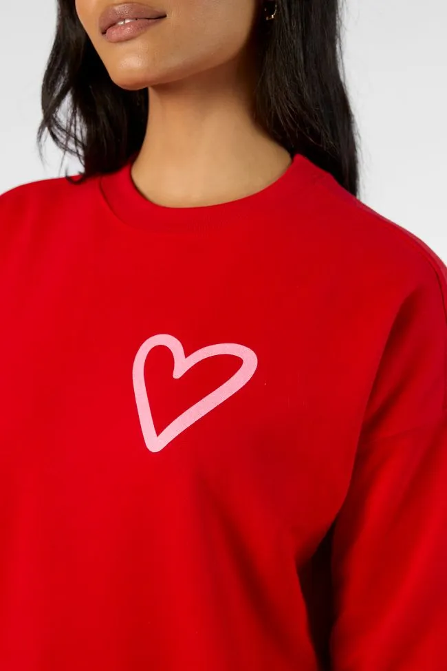 Love You More Red Oversized Graphic Sweatshirt sold by Pink Lily product image thumbnail 3