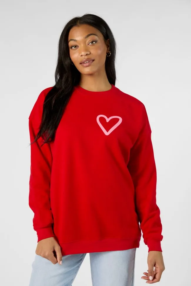 Love You More Red Oversized Graphic Sweatshirt sold by Pink Lily product image thumbnail 2