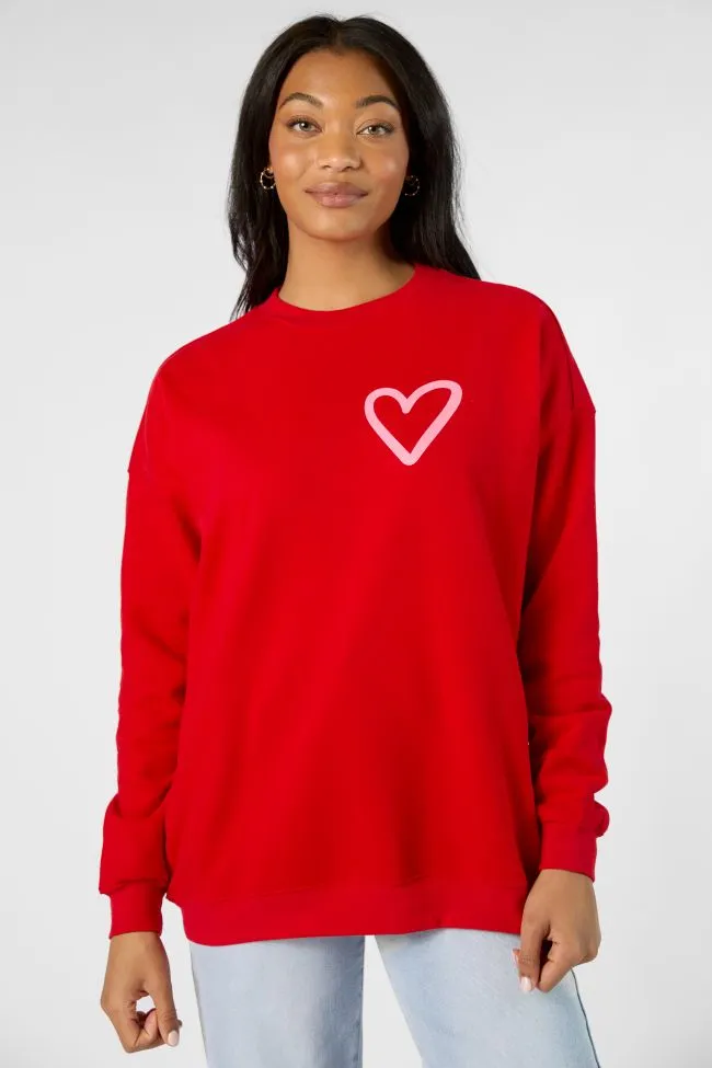 Love You More Red Oversized Graphic Sweatshirt sold by Pink Lily product image thumbnail 5