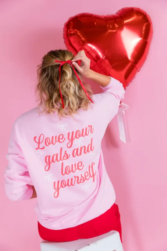 Love Your Gals And Yourself Light Pink Oversized Graphic Sweatshirt sold by Pink Lily