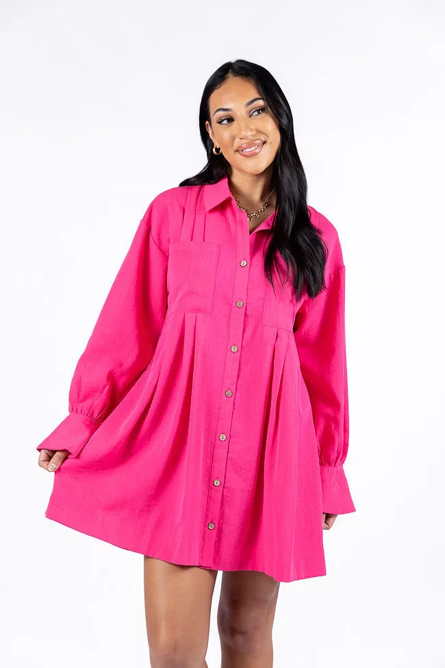 Write This Down Pink Button Up Shirt Dress FINAL SALE sold by Pink Lily