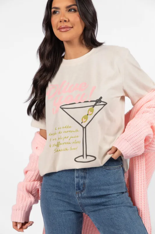 Olive You Ivory Comfort Color Graphic Tee sold by Pink Lily