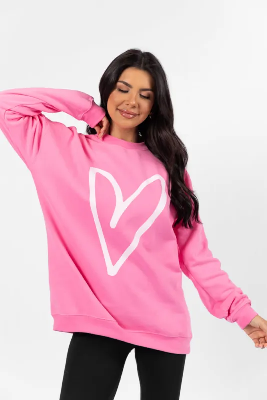 Heart Sketch Pink Graphic Sweatshirt sold by Pink Lily