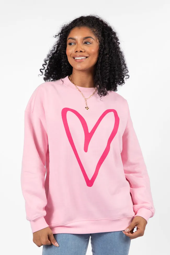 Heart Sketch Light Pink Oversized Graphic Sweatshirt sold by Pink Lily product image thumbnail 3