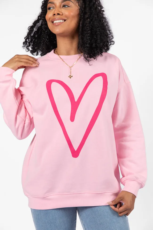Heart Sketch Light Pink Oversized Graphic Sweatshirt sold by Pink Lily product image thumbnail 5