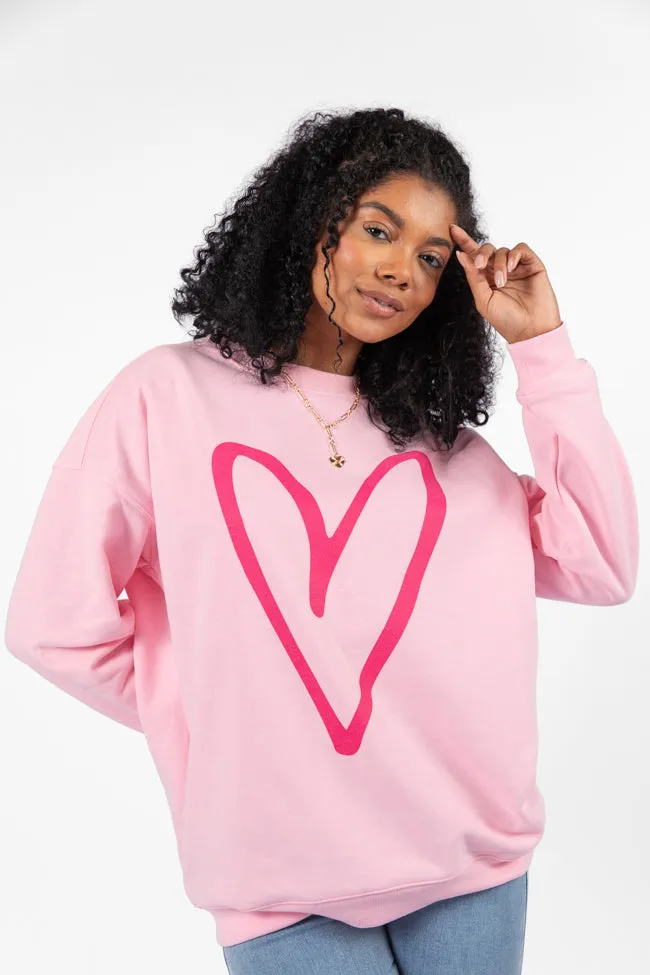 Heart Sketch Light Pink Oversized Graphic Sweatshirt sold by Pink Lily product image thumbnail 4