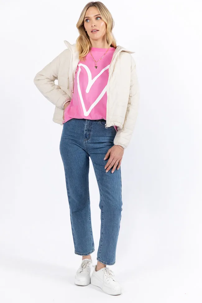 Heart Sketch Hot Pink Oversized Graphic Tee sold by Pink Lily product image thumbnail 3