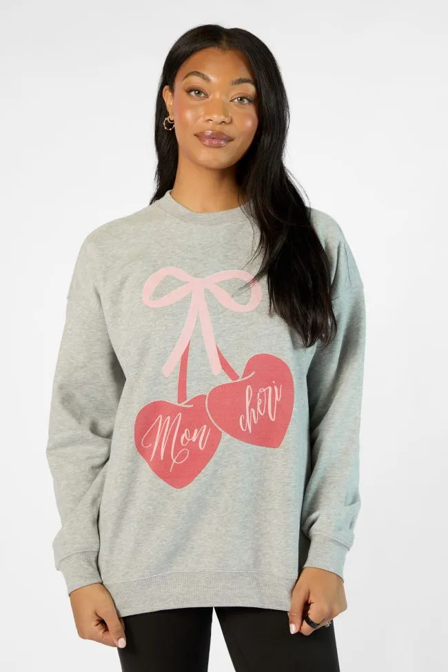 Mon Cheri Light Grey Graphic Sweatshirt sold by Pink Lily product image thumbnail 2