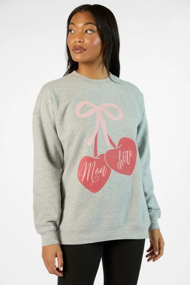Mon Cheri Light Grey Graphic Sweatshirt sold by Pink Lily product image thumbnail 5
