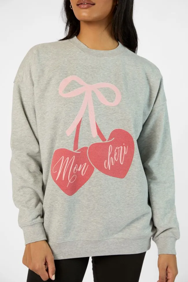 Mon Cheri Light Grey Graphic Sweatshirt sold by Pink Lily product image thumbnail 3