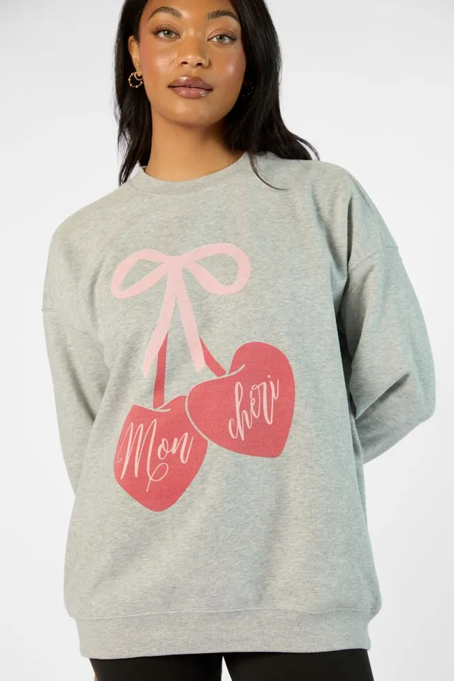 Mon Cheri Light Grey Graphic Sweatshirt sold by Pink Lily product image thumbnail 4
