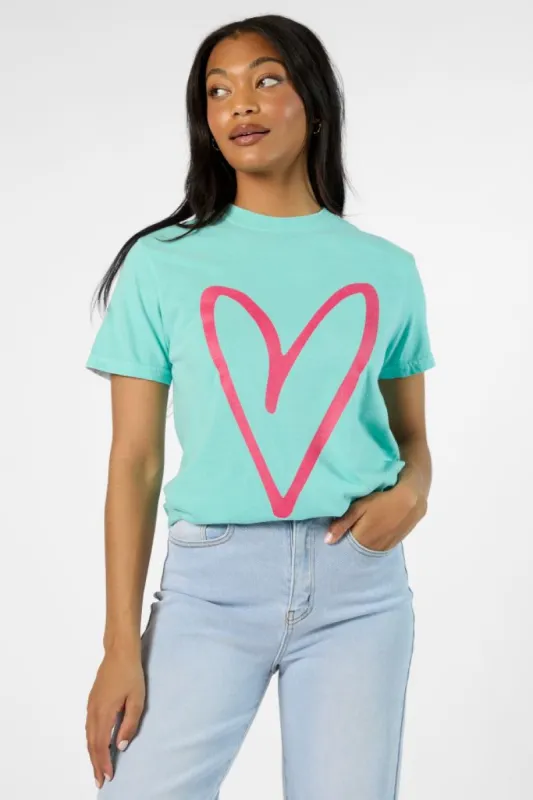 Heart Sketch Chalky Mint Comfort Color Graphic Tee sold by Pink Lily