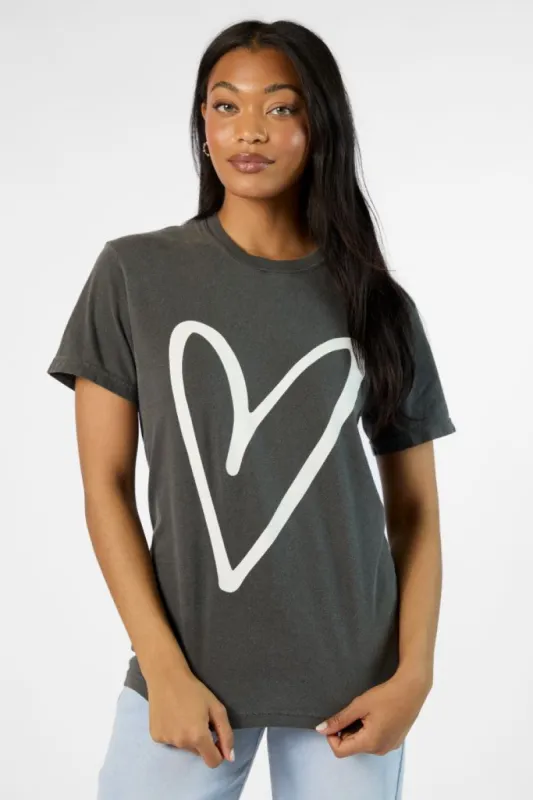 Heart Sketch Grey Comfort Color Graphic Tee sold by Pink Lily